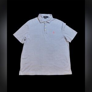 Polo Ralph Lauren Golf Polo Shirt Men Size X Large Pima Soft Touch Blue White